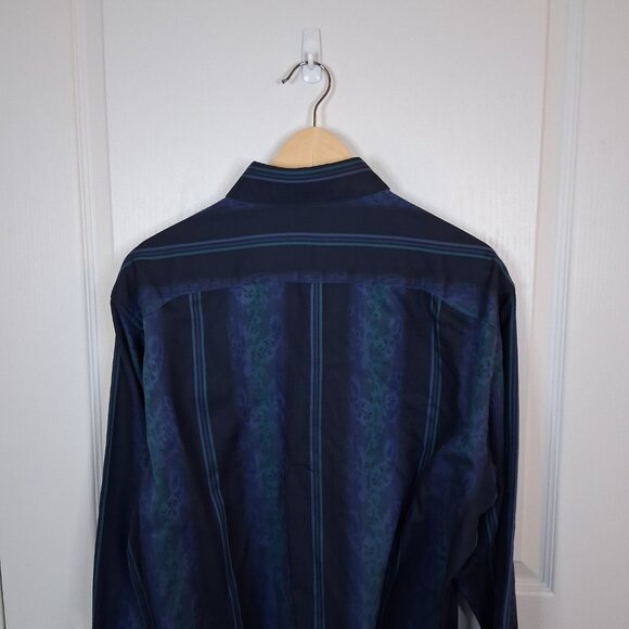 Robert Graham Paisley Printed Button Down Shirt Men Size Large Blue Flip Cuffs - Picture 4 of 6